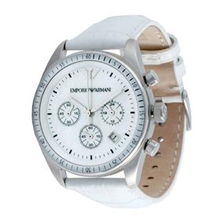 典雅与时尚的融合——阿玛尼彩贝图腾三眼计时石英女表AR5664